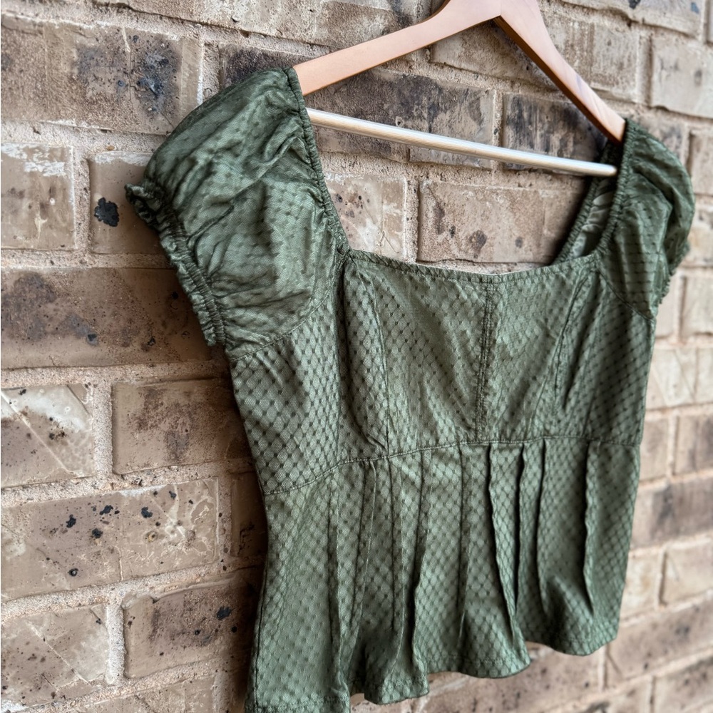 NWT: Anthropologie Puffed Cap-Sleeve Corset Top Sz M - Picture 3 of 9